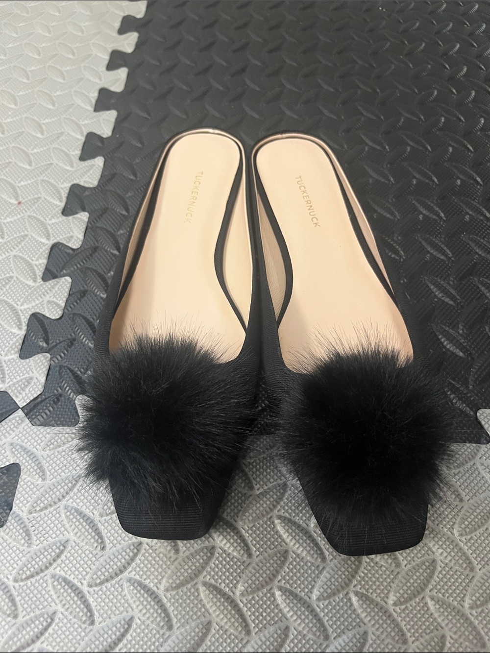 Tuckernuck Black Pom-Pom Slide Flats